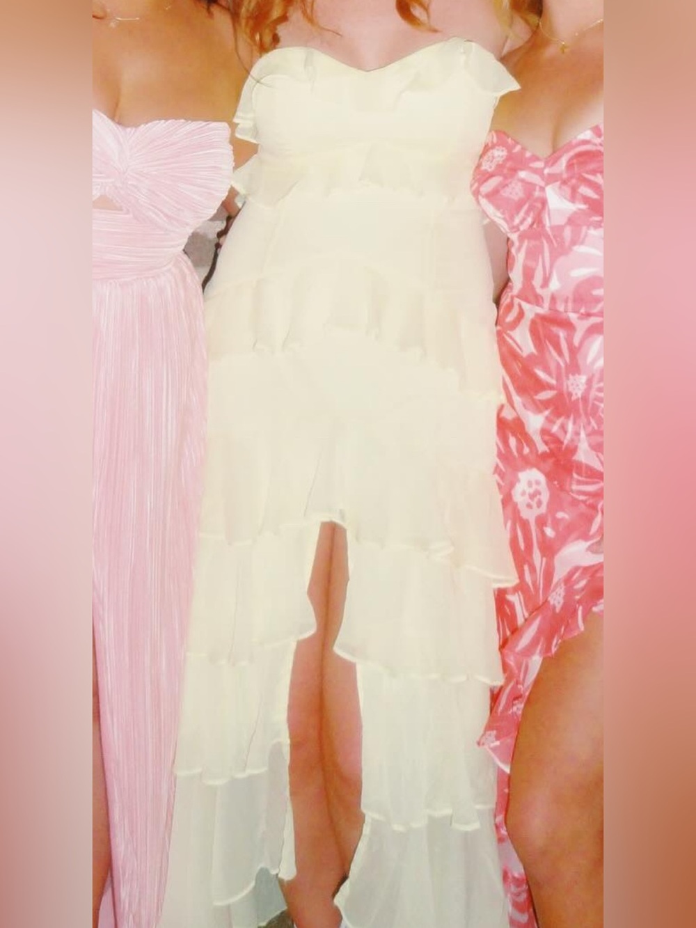 Yellow Tiered Ruffle High-Low Dress